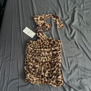 Zara Leopard tube top with scarf MEDIUM